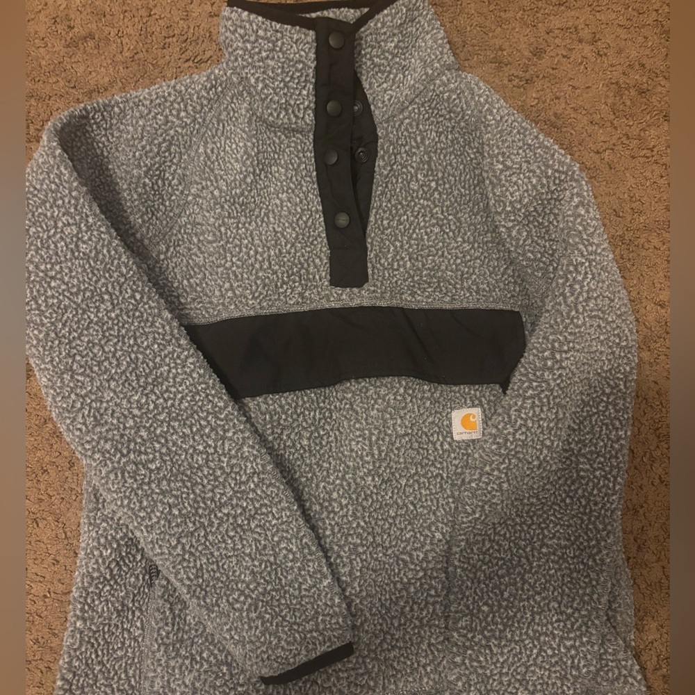 Carhartt Gray Sherpa Pullover with Black Accents